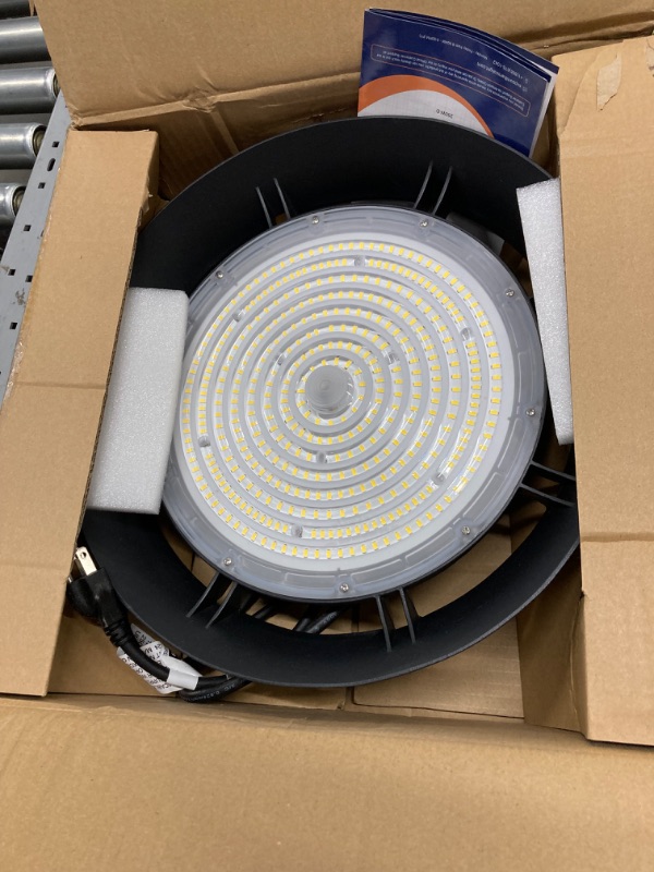 Photo 4 of Amico 250W 1 Pack UFO LED High Bay Light, 35,000lm LED High Bay Lights, AC100-277V High Bay LED Lighting with US Hook 5' Cable for Gym Factory Barn Warehouse, UL Listed