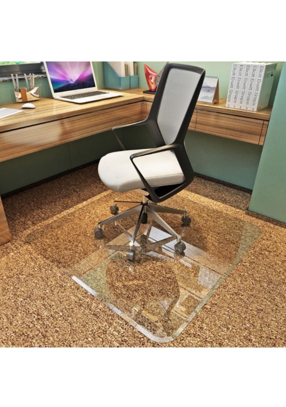 Photo 1 of Exclusive Beveled Edge Glass Chair Mat for a Smooth Glide and Easy Roll On/Off by Clearly Innovative, Ultimate Office Chair Mat for Carpet or Hardwood Floor, 36x46 https://a.co/d/iQFmEzL