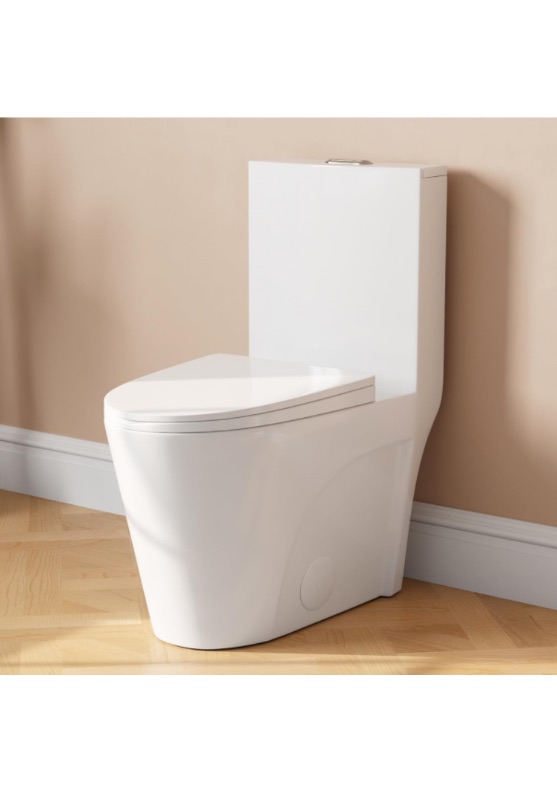 Photo 1 of ****MISSING TANK COVER***DeerValley Toilet, Elongated One Piece Toilet for Bathrooms, Comfortable Chair Seat Height 17", Dual Power Flush Toilet 1.1/1.6 GPF and MAP 900g, 12'' Rough-In Toilet Bowl https://a.co/d/5MfQdo3