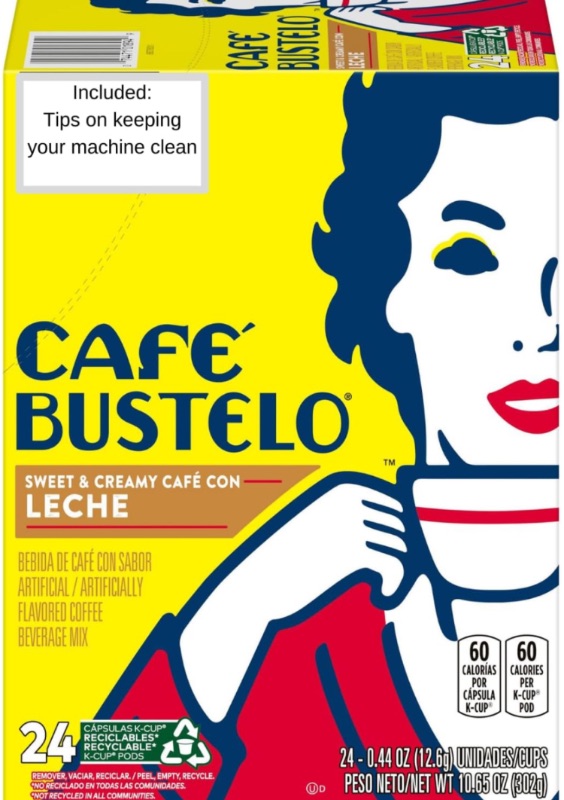 Photo 1 of Generic Cafe Con Leche Coffee K-Cup Pods Cafe Bustelo with Tips on Keeping your Keurig Machine Clean - Medium Dark Roast Coffee K-Cups - 1 Box with 24 K-Cup Pods https://a.co/d/dR5JBdU