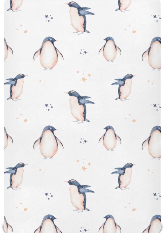 Photo 1 of Cute Penguin 52"x28" Baby Crib Sheets Boy Breathable Crib Fitted Sheet Toddler Bed Sheets for Girls https://a.co/d/92ULwdX