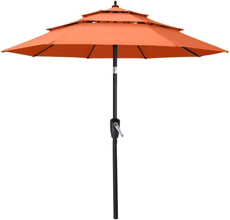 Photo 1 of ABCCANOPY 11FT 3 Tiers Patio Umbrella With Crank Handle, Orange
