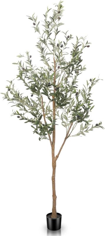 Photo 1 of 6ft Artificial Olive Tree Tall Fake Potted Olive Silk Tree with Planter Large Faux Olive Branches and Fruits Artificial Tree for Office House Living Room Home Decor
