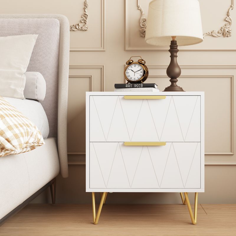 Photo 1 of Behost White Nightstand for Bedroom,Modern 2 Drawer Nightstand with Storage
