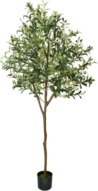 Photo 1 of Artificial Olive Tree, 6FT Tall Fake Olive Tree, Faux Silk Plant in Pot for Home Office Decor with Realistic Leaves and Fruits, Large Lifelike Olive Trees Modern Decoration Housewarming Gift