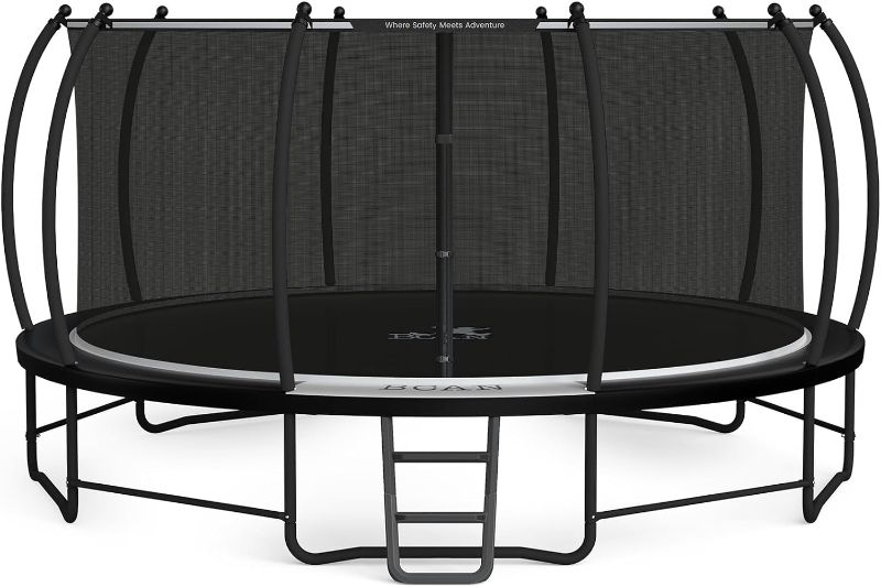 Photo 1 of BCAN Trampoline 8FT 10FT 12FT 14FT 15FT 16FT Recreational Trampoline with Enclosure for Kids Adults, ASTM Approved, Outdoor Trampoline with Wind Stakes and Ladder for Kids Apex Series
