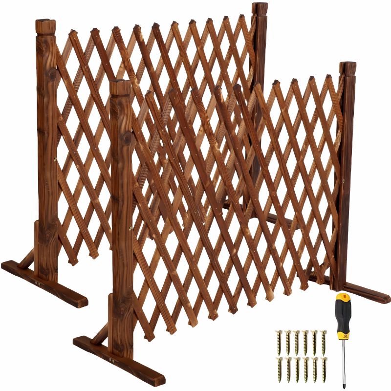 Photo 1 of IAJXWI 2 Pack 27.5" x 63" Extendable Instant Wood Fence, Pet Gate Retractable Fences Barrier Section Partition for Home Garden Indoor Outdoor Yard, Dog Gate
