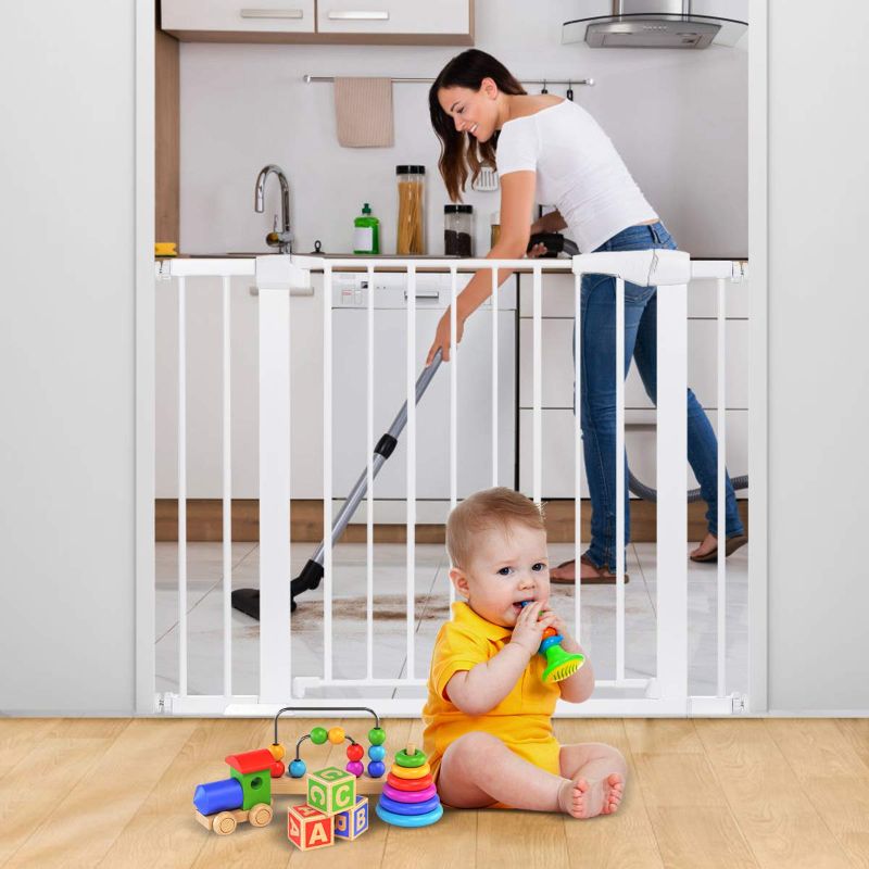 Photo 1 of Baby Safety Gate, Baby Gates for Top Stairs Doorway, 29.5''- 40.5''Wide Pressure Mount, White
