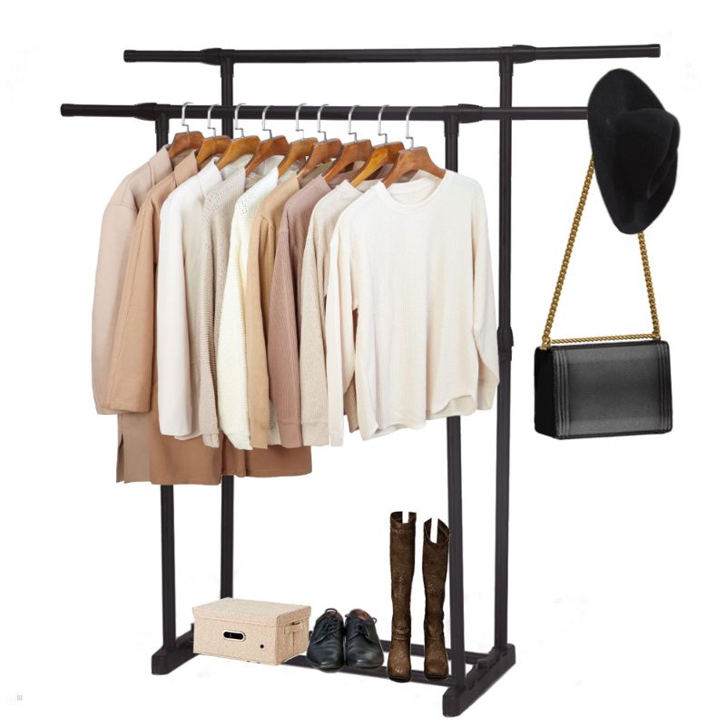 Photo 1 of ***NO INSTRUCTIONS*** Clothes Racks,Double Rod Adjustable Rolling Clothes Rack,Clothing Rack for Hanging Clothes,Portable Garment Rack with Lower Storage,High Quality Steel
