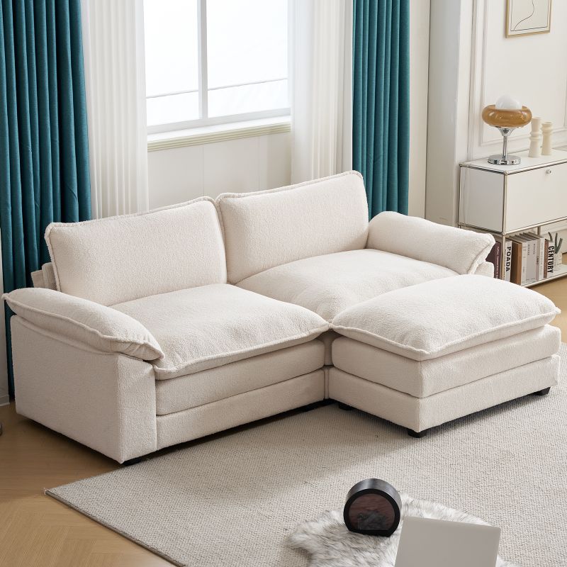 Photo 1 of ***SEE NOTES****Ktaxon 86" W Sectional Sofa Modern Convertible Couch with Double Cushions L Shaped Sofa with Reversible Chaise, Teddy Velvet Sofa Set with 2 Wider Seater Teddy White
