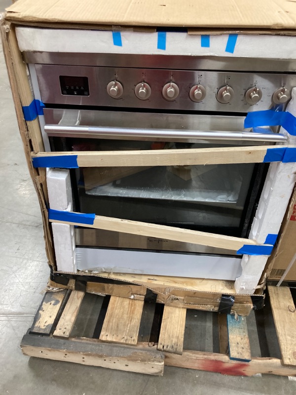 Photo 2 of ***FOR PARTS, DOOR BROKEN*** Empava Slide-In & Freestanding Gas Range, 5.0 Cu. Ft, Single Oven with 5 Sealed High-Low Cooktop Burners & Touch Timer, Heavy Duty Continuous Grates in Stainless Steel, 30 Inch