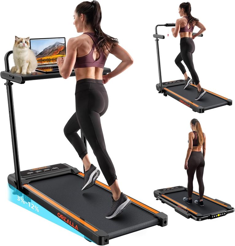 Photo 1 of 
Orealla Walking Pad Treadmill with Incline, 3 in 1 Under Desk Treadmill 300lbs Capacity with Removable Desk Workstation, 3.5HP Compact Foldable Walking
