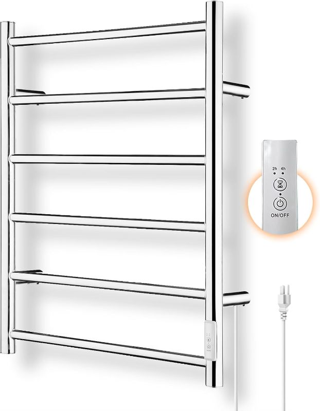 Photo 1 of 
R FLORY Towel Warmer Heated Towel Rack All-Night Warm Bathroom Plug-in Heated Drying Rack with Timer Fast Heating (Chrom, 6 Bars)