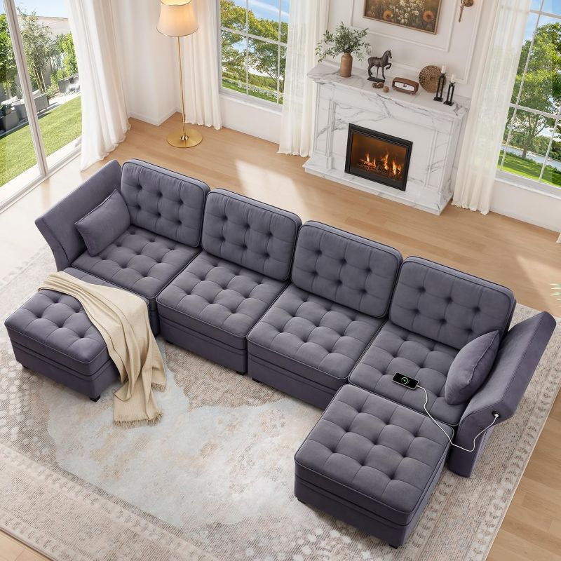 Photo 1 of 
YITAHOME Modular Sectional Sofa, U Shaped Sectional Couch with Reversible Chaise Velvet 6-Seater Sectional Couch with 3-Position Adjustable Armrests and