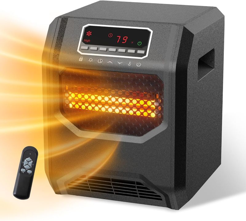 Photo 1 of WEWARM Space Heater for Indoor Use, 1500W Electric Room Heaters Infrared Quartz Heaters with Thermostat, Portable Space Heater with 6 Heating Elements and Remote Control for Office Bedroom