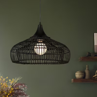 Photo 1 of (2 Pack Bundle) allen + roth Reece Black Traditional Bell Hanging Pendant Light