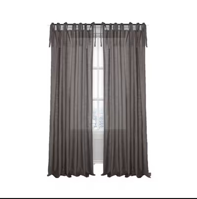 Photo 1 of (8 Pack Bundle) allen + roth 95-in Grey Light Filtering Tie Top Single Curtain Panel