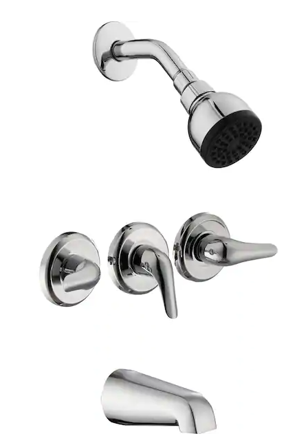Photo 1 of Aragon 3 Handle 1-Spray Tub and Shower Faucet 1.8 GPM in Chrome (Valve Included)