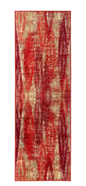 Photo 1 of Brayton Orange 2 ft. 7 in. x 8 ft. Non-Slip Abstract Indoor Runner Rug