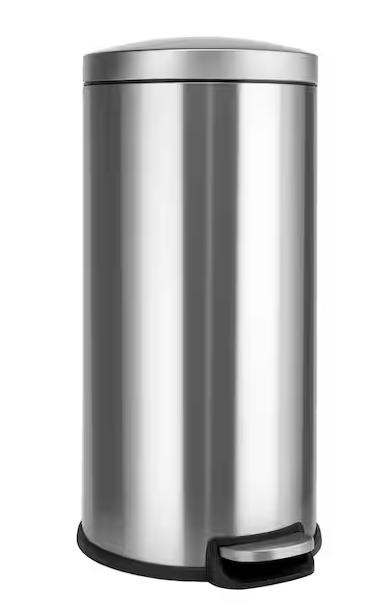 Photo 1 of 8 Gal. Stainless Steel Brushed Fingerprint-Resistant Round Step-On Trash Can