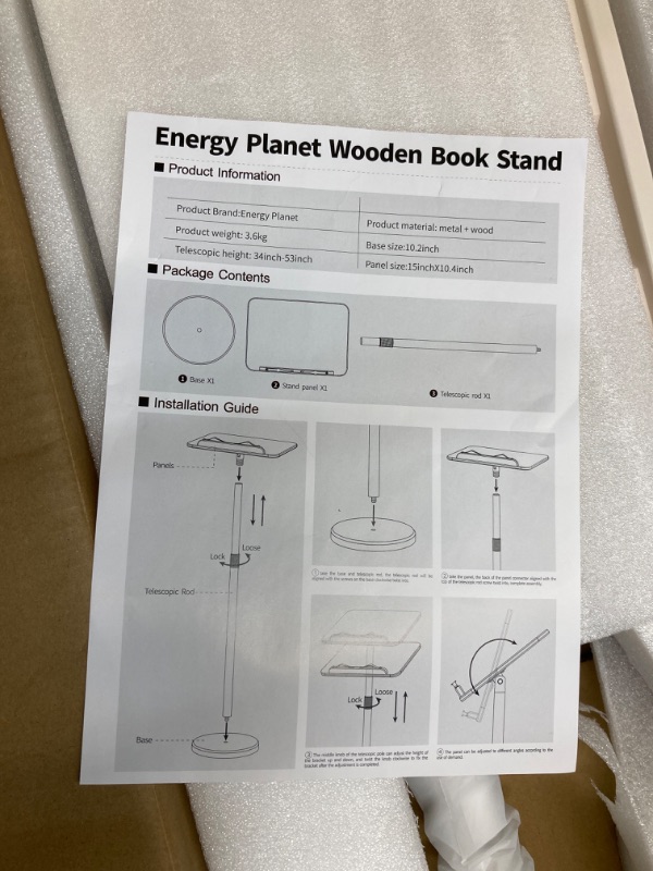 Photo 3 of Wooden Book Stand for Hands-Free Reading for Bible, Laptop, Projector, Recipe & Tablet Display on Podium Stands - Clip-on Holder & Flat/Height Adjustable Plate for Wooden Floors (White)