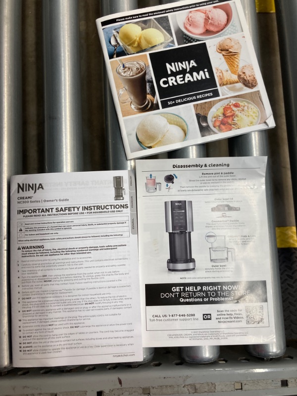 Photo 6 of ***NEEDS TO BE CLEANED ,1 lid is missing ****Ninja NC301 CREAMi Ice Cream Maker, for Gelato, Mix-ins, Milkshakes, Sorbet, Smoothie Bowls & More, 7 One-Touch Programs, with (2) Pint Containers & Lids Compact Size, Perfect for Kids, Silver 7 Functions + (2)