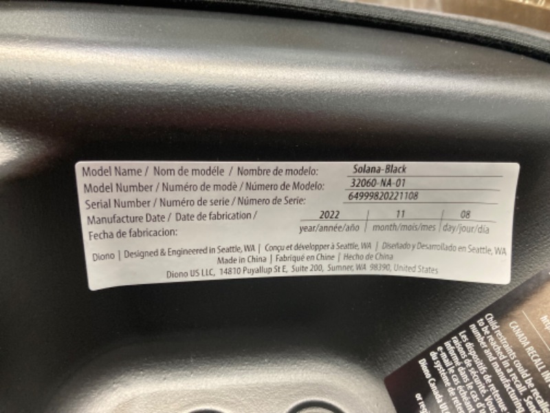 Photo 2 of Diono Solana 2022, No Latch, Single Backless Booster Car Seat, Lightweight, Machine Washable Covers, Cup Holders, Charcoal Gray NEW! Single Charcoal Gray