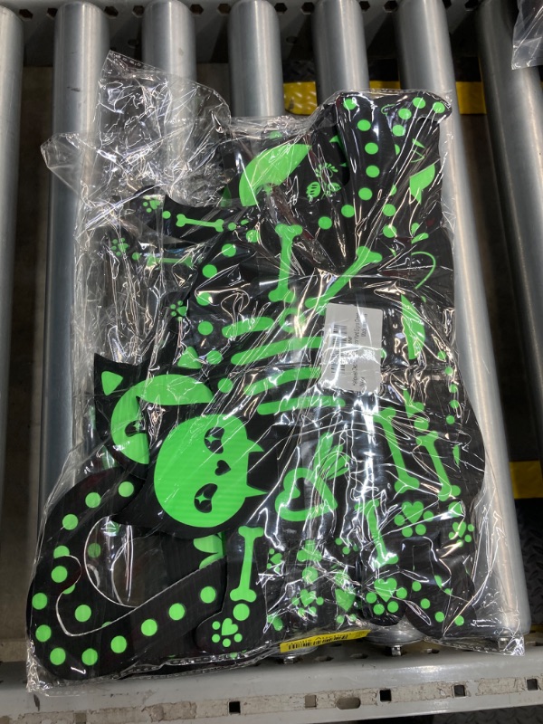 Photo 1 of ***Bundle of 2***Halloween Decorations Outdoor Yard Signs, 5 Pcs Glow in The Dark Skeleton Cat, Halloween Yard Signs with Stakes for Lawn Garden Front Yard Decorations - Outside Halloween Decorations Green