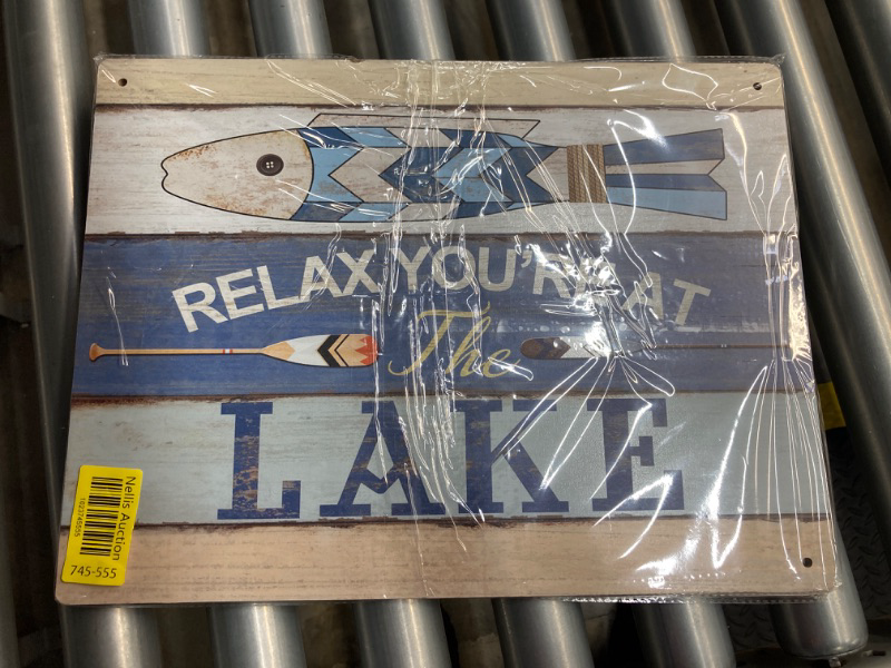 Photo 3 of ***Bundle of 2**Original Retro Design Relax You're At The Lake Wood Signs Wall Art|Natural Wooden Board Print Poster Wall Decoration for Garage