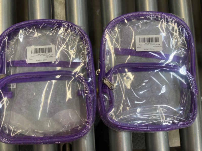 Photo 3 of ***BUNDLE OF 2***Mossio Clear Mini Backpack Stadium Approved, With Reinforced Straps & Front Pocket - Perfect for School, Security & Sporting Purple