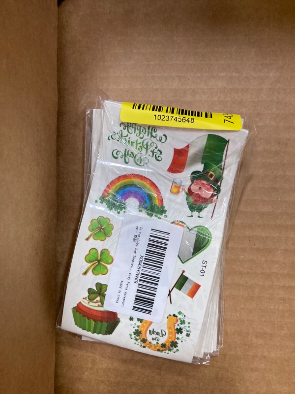 Photo 3 of ***Bundle of 5**St Patricks Day Temporary Tattoos for Kids ?Shamrock Temporary Tattoos for Adults Irish Party Favor Accessories?Lucky Clover Tattoo for Toddlers, Children, Boys and Girls