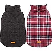 Photo 1 of ***BUNDLE OF 2***Warm Dog Coat, Reversible Waterproof Winter Dog Jacket Coat - British Style Plaid Dog Clothes Vest red X-Small (Pack of 1)