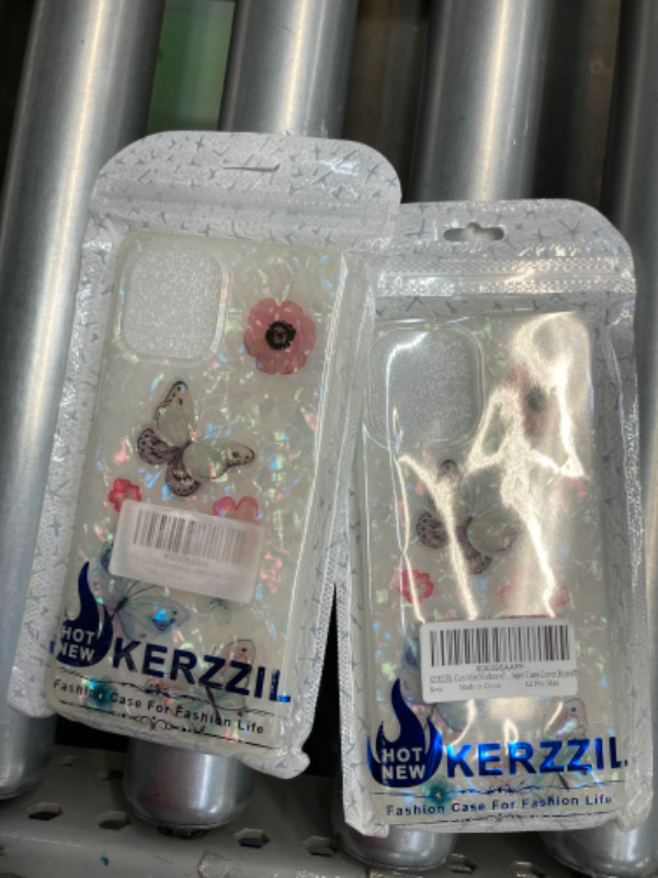 Photo 2 of ***BUNDLE OF 2**KERZZIL Cute Mother-of-Pearl Compatible with iPhone 12 Pro Max Square Edge Case,Chic Slim Sparkle Glitter Butterfly Pattern Soft TPU Silicone Gel Protective Bumper Cases Cover(Butterfly)