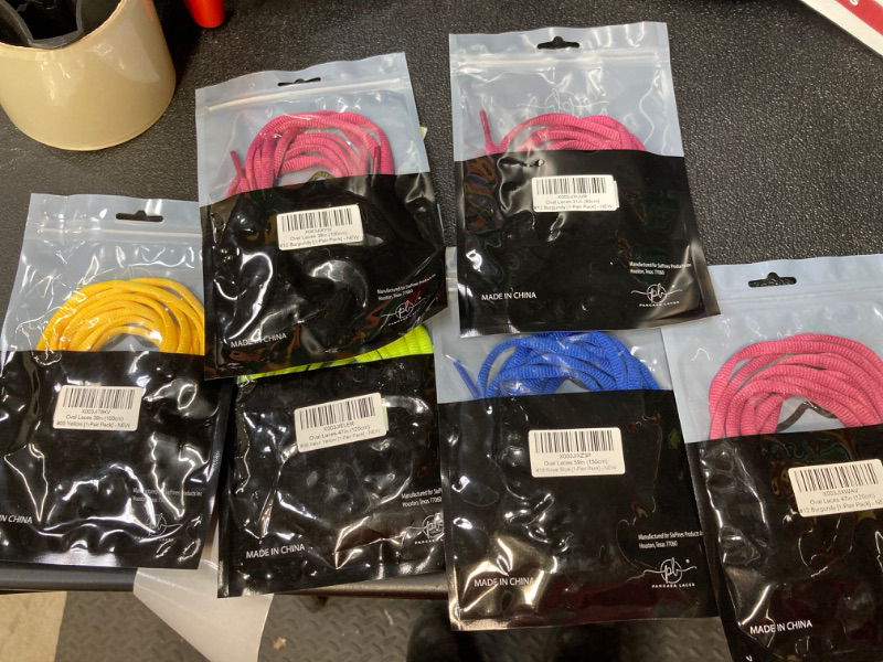 Photo 2 of ***bundle of 6***Oval Shoelaces for Sneakers, Athletic Shoes, Half Round Athletic Shoestrings for Running Basketball Trainer Shoes, 1/4" #05 yellow ,#12 Burgundy ,#36 Neon Yellow ,#18 Royal Blue  [2-pair Pack] 28in (70cm)