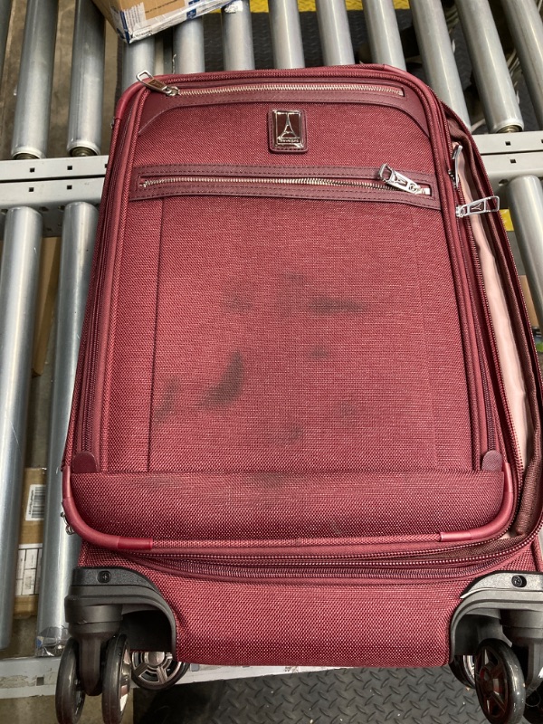 Photo 4 of ****Oil stains on front **** Travelpro Platinum Elite Softside Expandable Luggage, 8 Wheel Spinner Suitcase, USB Port, Suiter, Men and Women, Bordeaux, Carry-On 21-Inch Carry-On 21-Inch Bordeaux