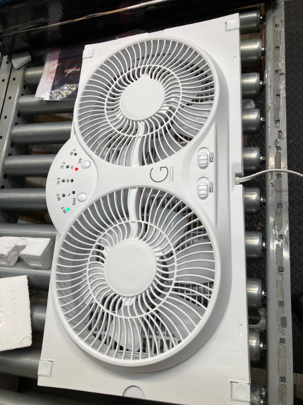 Photo 4 of **Latch is broken *** Genesis Twin Fan High Velocity Reversible AirFlow Fan, LED Indicator Lights Adjustable Thermostat & Max Cool Technology, ETL Certified, White (A1WINDOWFAN)