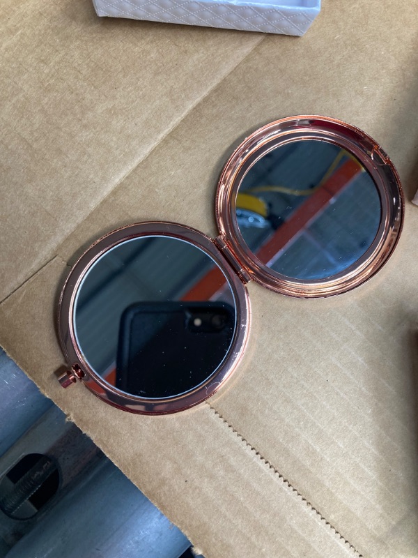 Photo 1 of **BUNDLE OF 2 **50th Birthday Gift for Mom Stainless Steel Portable Compact Makeup Mirror Behind You All Your Memories Best 50 Years Old Birthday Gift with Gift Box Engraved Cosmetic Mirror for Aunt Wife Rose Gold