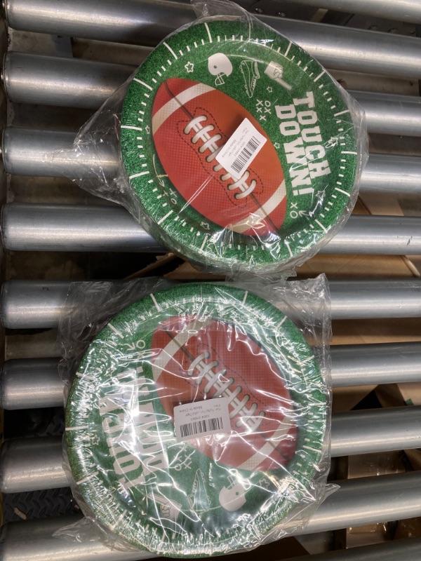 Photo 2 of **BUNDLE OF 2**EVEDMOT 72 Pieces Football Paper Plates for Superbowl 9 Inch Football Disposable Plates Party Supplies Superbowl Party Plates Football Themed Decorations