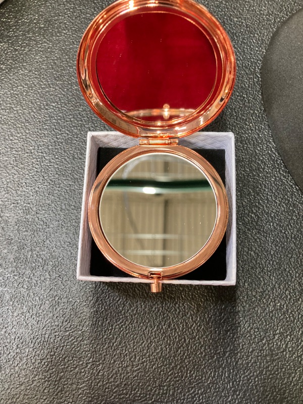 Photo 3 of 20th Birthday Gift for Girls Stainless Steel Portable Compact Makeup Mirror Behind You All Your Memories Before You All Your Dreams Inspiration Presents with Gift Box for Friend Sister Rose Gold