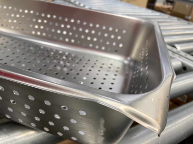 Photo 2 of **Edge is bent***Winco - SPFP4 - Full Size 4 in Perforated Steam Table Pan