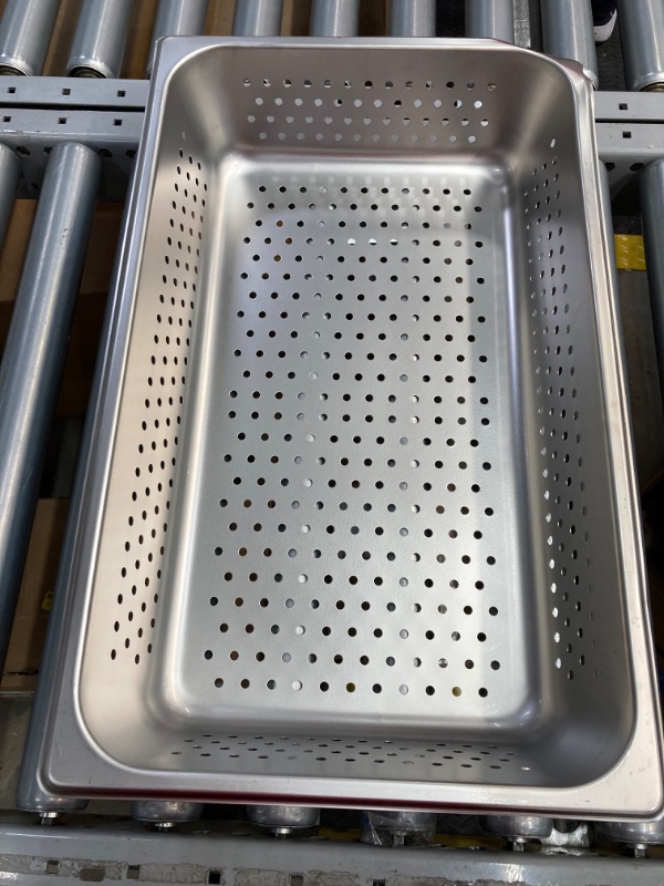 Photo 3 of **Edge is bent***Winco - SPFP4 - Full Size 4 in Perforated Steam Table Pan