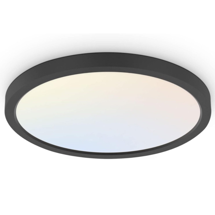 Photo 1 of 18 Inch LED Round Flat Panel Light, Black, 32W, 3200lm, 3000K/4000K/5000K CCT Selectable, 120°Beam Angle, Dimmable Edge-Lit Flush Mount Ceiling Light Fixture - ETL Listed