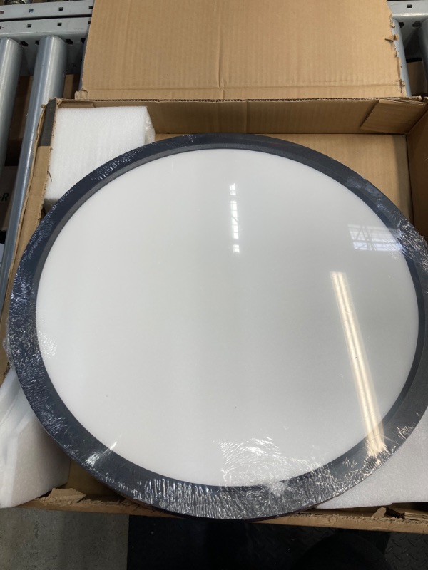 Photo 1 of 18 Inch LED Round Flat Panel Light, Black, 32W, 3200lm, 3000K/4000K/5000K CCT Selectable, 120°Beam Angle, Dimmable Edge-Lit Flush Mount Ceiling Light Fixture - ETL Listed