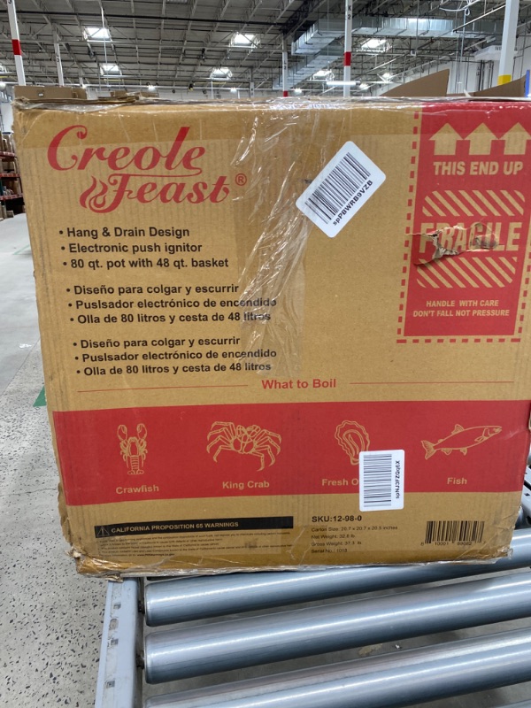 Photo 1 of Creole Feast SBK0801 Seafood Boiling Kit with Strainer, Outdoor Aluminum Propane Gas Boiler & GasOne 30101 Heavy Duty 36-in Wooden Stir Cajun Crawfish Boil Pot Home Brew Paddle, Beige Boiling Kit+ Outdoor Living, 30101