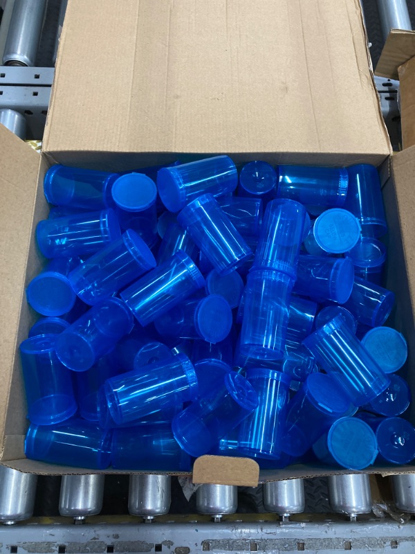 Photo 2 of Rtteri 120Pcs Empty Pill Bottles with Caps 19Dram Blue Plastic Medicine Bottles Container Prescription Medication Vials Clear Containers Safety Cover Pill Cases Organizer Pharmacy