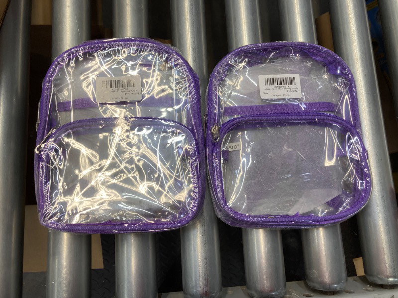 Photo 2 of ***BUNDLE OF 2**Mossio Clear Mini Backpack Stadium Approved, With Reinforced Straps & Front Pocket - Perfect for School, Security & Sporting Purple