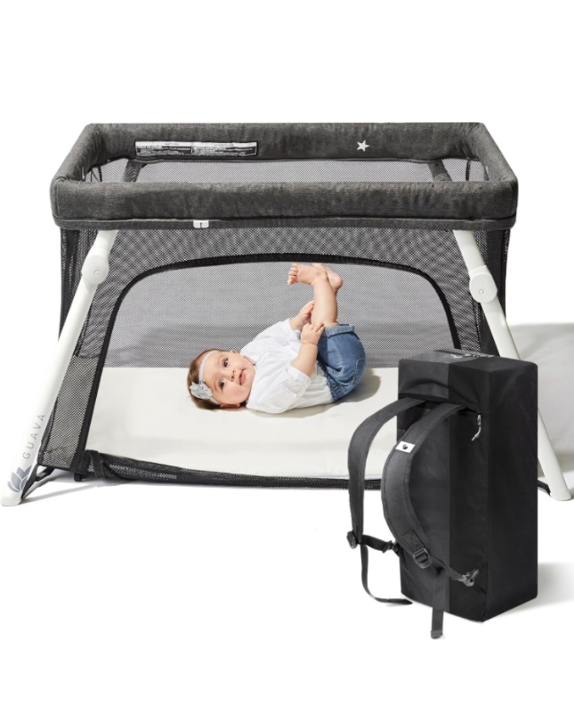 Photo 1 of Guava Lotus Travel Crib with Lightweight Backpack Design | Certified Baby Safe Portable Crib | Folding Play Yard with Comfy Mattress for Babies & Toddlers | Compact Baby Travel Bed