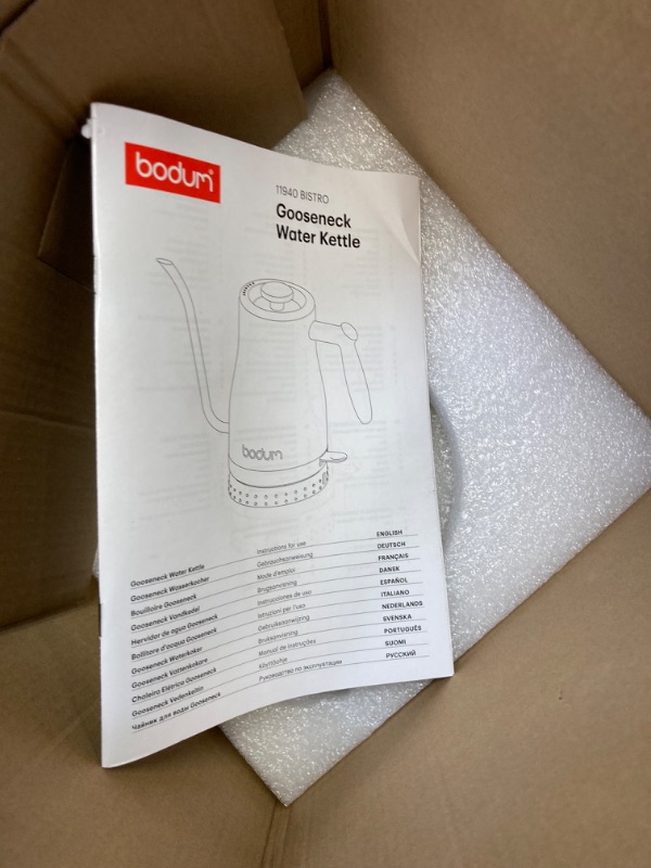 Photo 1 of Bodum Bistro Gooseneck Electric Water Kettle, 34 Ounce, Chrome, Stainless Steel 34 Ounce Kettle Stainless Steel