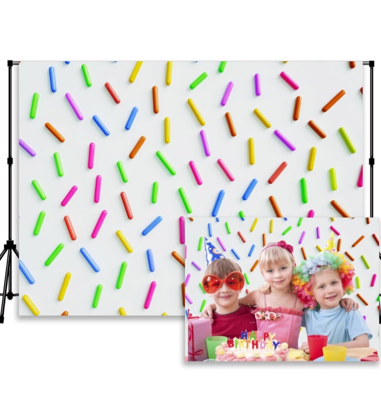 Photo 1 of 7x5ft Happy Birthday Background Donut Theme Birthday Party Backdrop Baby Shower Happy First Birthday Newborn Baby Party Decorations Portrait Photo Banner Cake Table Supplies YUNBZT287