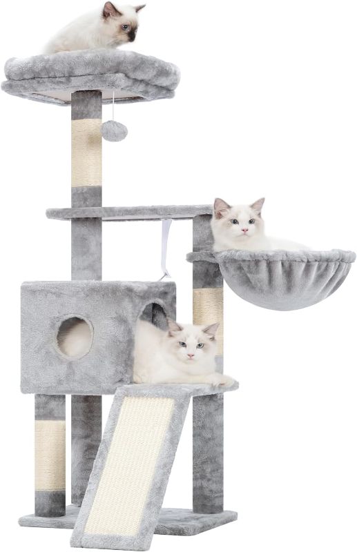 Photo 1 of 
Hey-brother Cat Tree, 42.5-Inches Cat Tower for Indoor Cats, Plush Multi-Level Kitten Cat Condo with Scratching Post,Ramp, Basket, Spacious Cat Cave,...
Color:Light Gray
